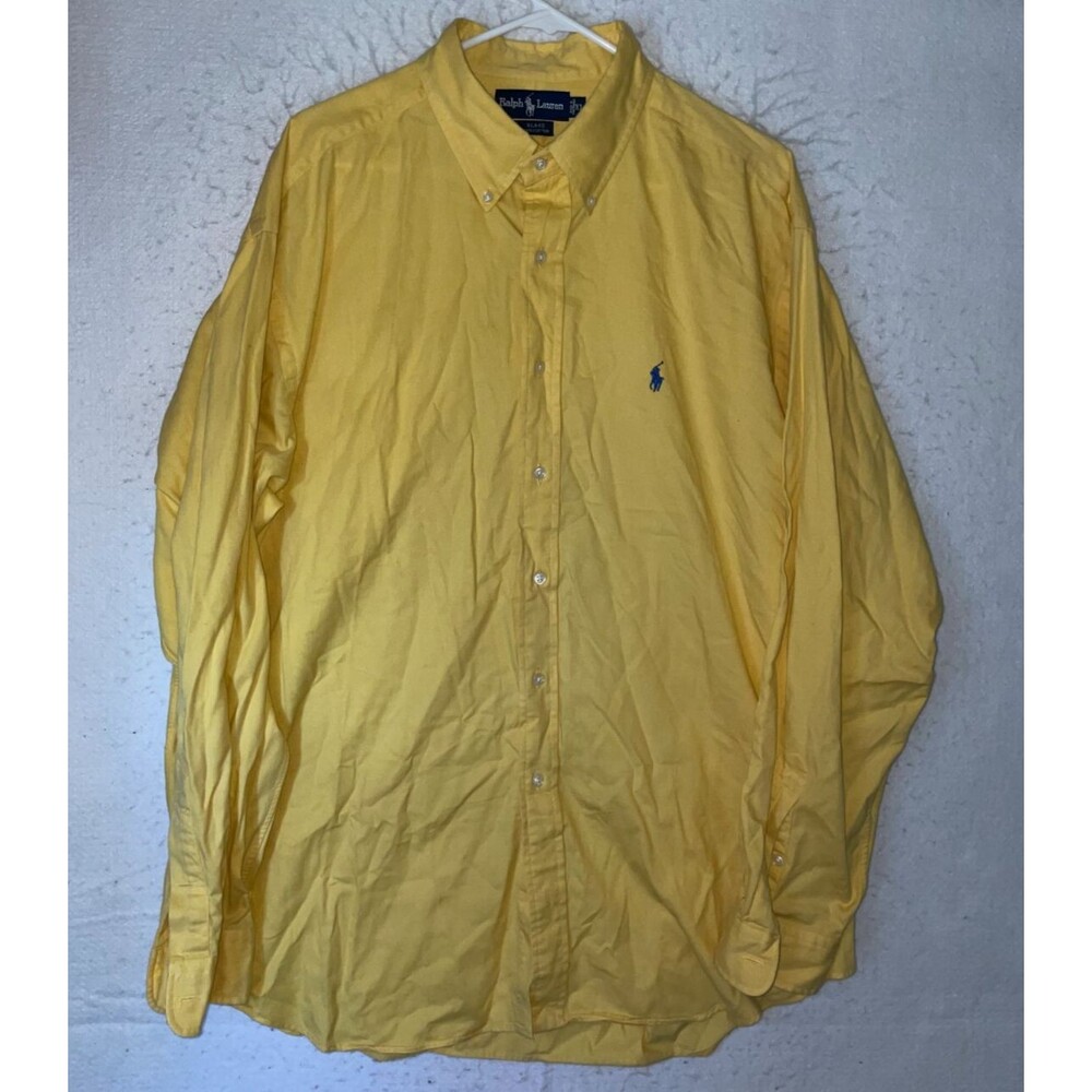 Polo Ralph Lauren Men’s Shirt Yellow XL Blake 100% Two-Ply Cotton Preppy Pony
